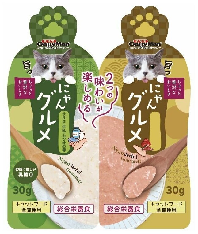 Корм для кошек влажный Japan Premium Pet Тунцовое пюре в соусе c цыплёнком / Мясное пюре в соусе с икрой тунца 60г