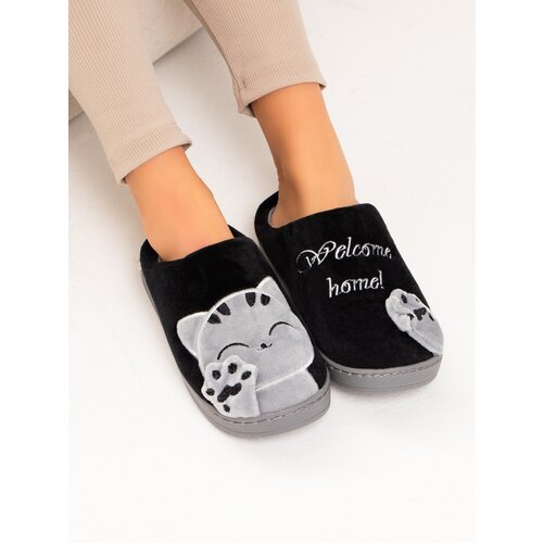 Тапочки Glamuriki, размер 39-40, черный тапочки домашние женские alpaka store тапки комнатные открытые тапочки с ушками домашняя обувь с котиком на подарок