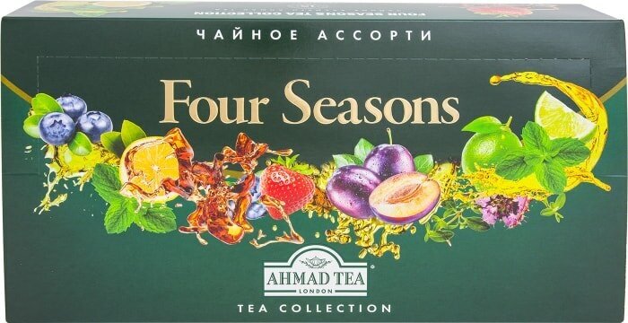 Подарочный набор черного и зеленого чая Ассорти Ahmad (ахмад) Tea Four Seasons 15 вкусов, 90 пак в фольгированных саше, Термосаше - фотография № 5