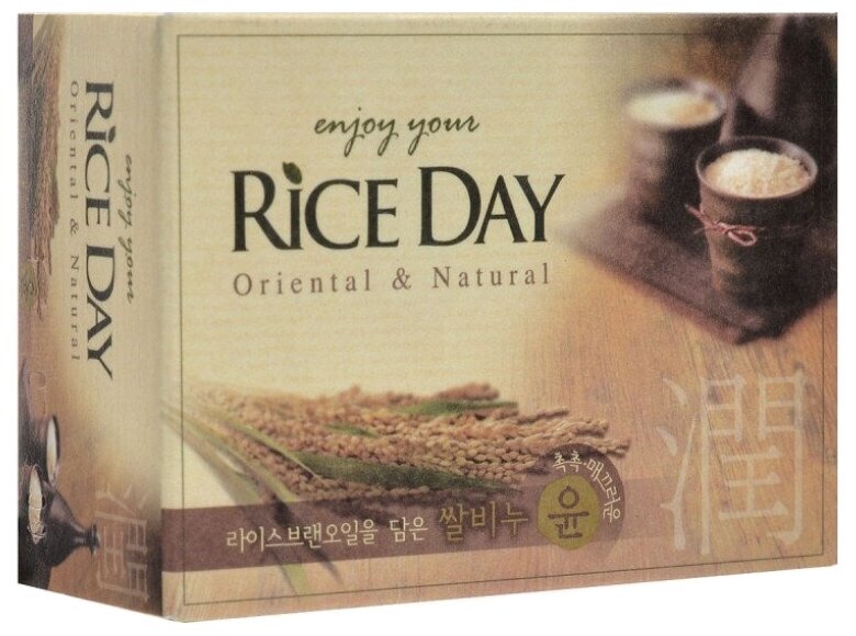 Мыло туалетное CJ Lion экстракт рисовых отрубей Rice Day, 100 гр - фото №1