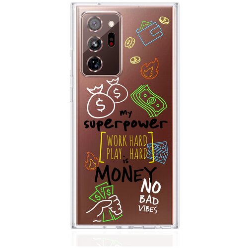 Прозрачный силиконовый чехол MustHaveCase для Samsung Galaxy Note 20 Ultra My Superpower is Money для Самсунг Галакси Ноут 20 Ультра Противоударный