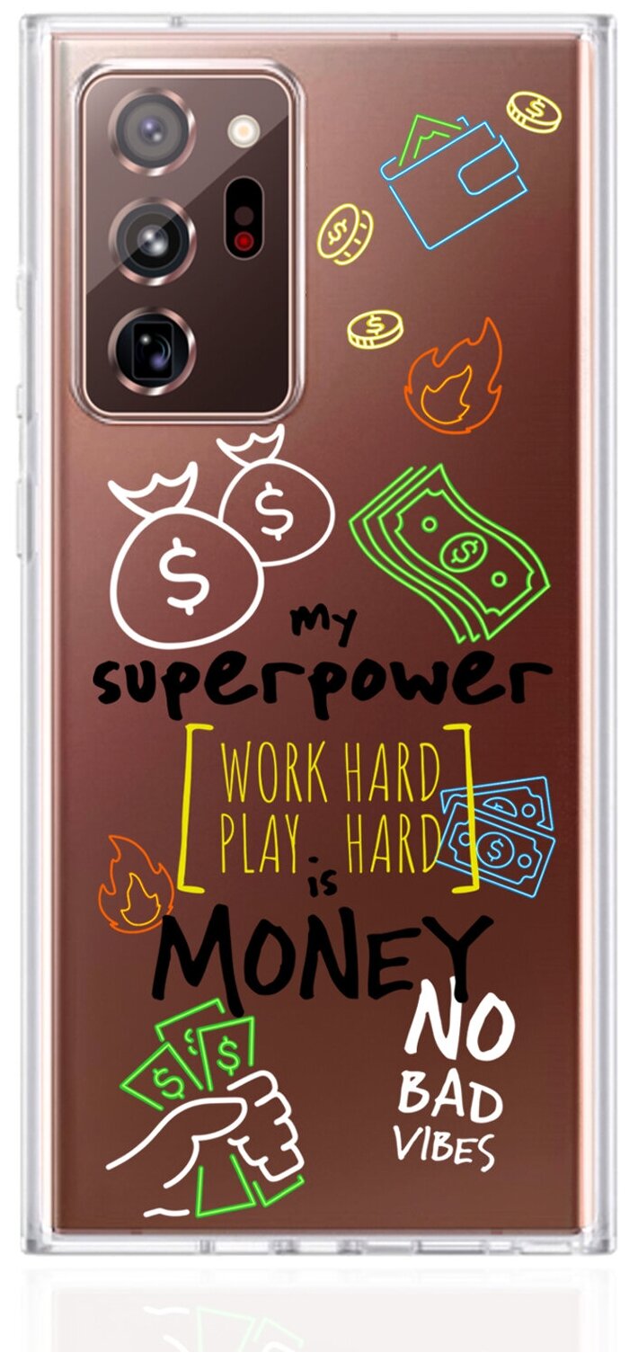 Прозрачный силиконовый чехол MustHaveCase для Samsung Galaxy Note 20 Ultra My Superpower is Money для Самсунг Галакси Ноут 20 Ультра Противоударный