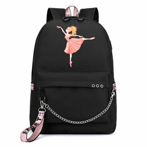 рюкзак балет с цепью розовый 7 Рюкзак Балет с цепью черный №3