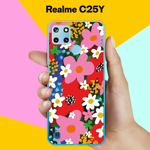 силиконовый чехол на realme c25y цветы 40 для реалми ц25 ай Силиконовый чехол на realme C25Y Яркие цветы / для Реалми Ц25 Ай