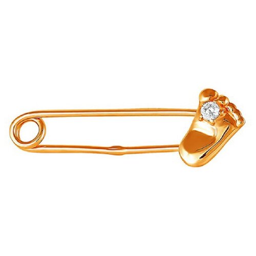 Брошь RUSGOLDART, красное золото, 585 проба, фианит