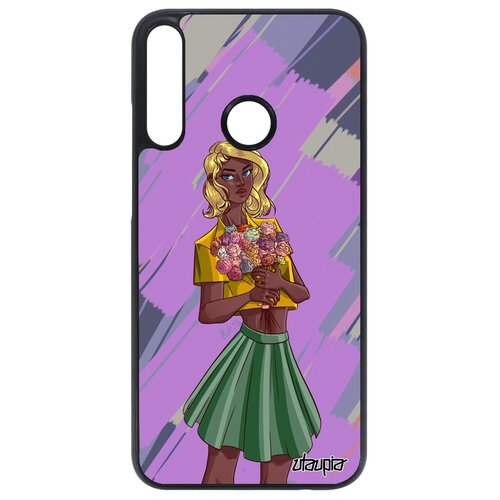 фото Чехол на смартфон p40 lite e, "девушка и цветы" розы букет utaupia