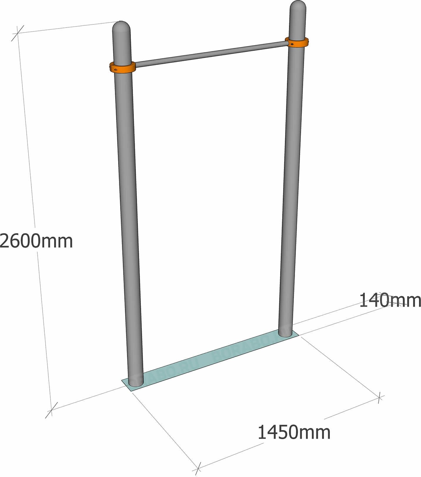 Спортивный турник для улицы и дачи Borabo на хомутах