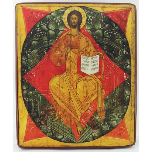 Православная Икона Спас в силах, деревянная иконная доска, левкас, ручная работа(Art.1124С)