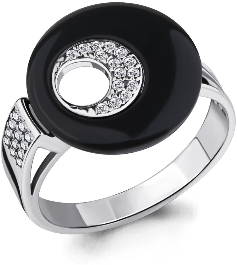 Кольцо Diamant online, серебро, 925 проба, фианит, керамика