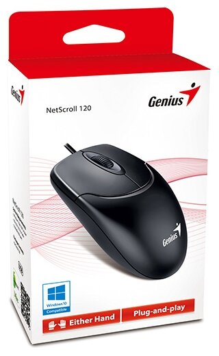 Мышь Genius NetScroll 120 V2, USB (чёрная, оптическая 1000dpi)