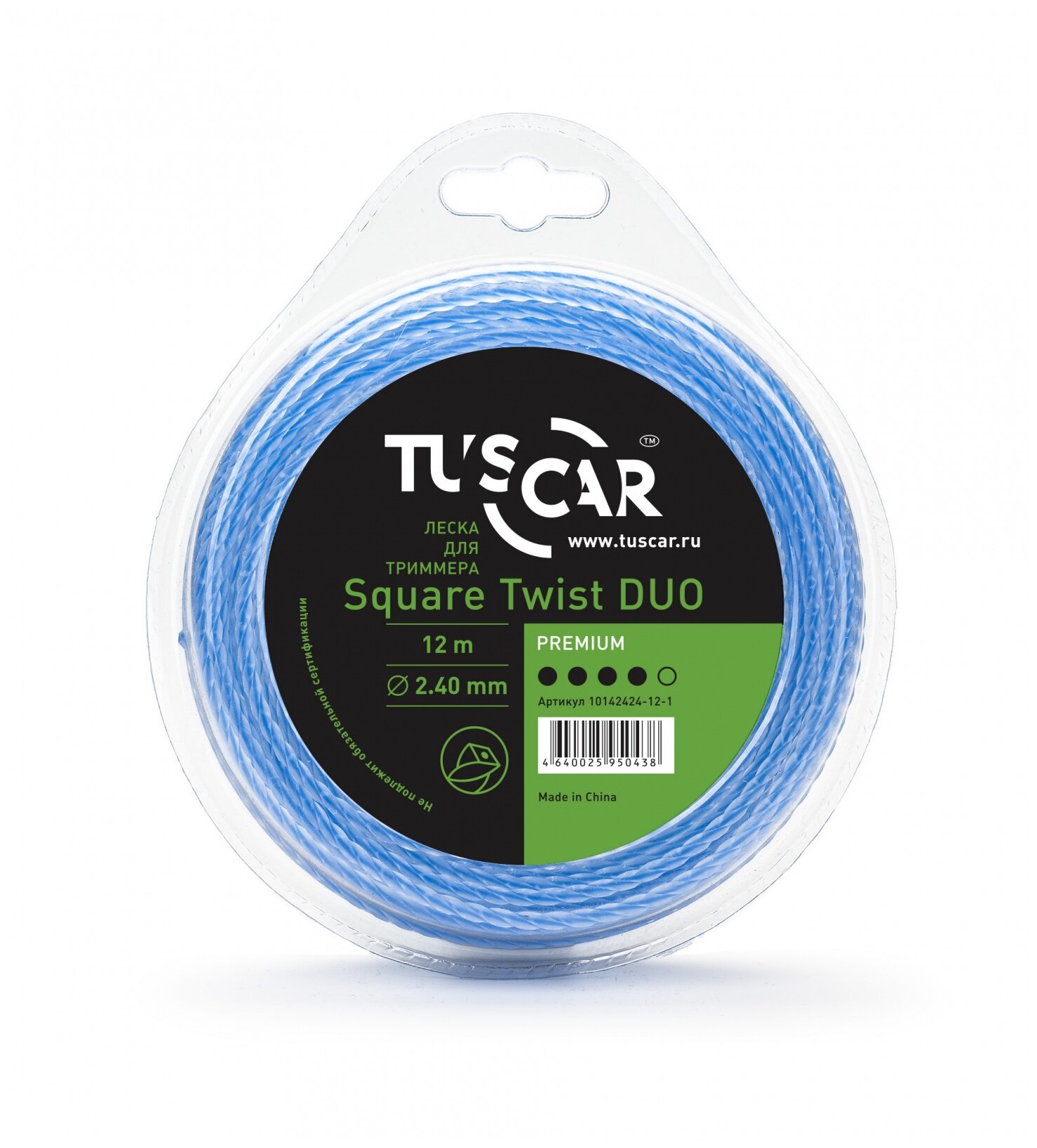 Леска для триммера TUSCAR Square Twist DUO Premium, 2.40мм* 12м - фотография № 1