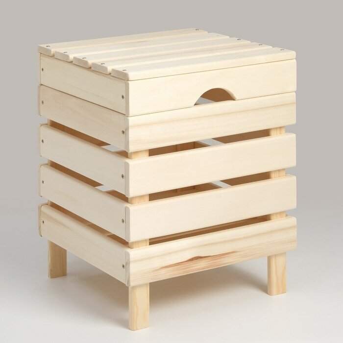 Добропаровъ Ящик для белья из дерева "Табурет-2", 40×40×52см, "Добропаровъ"