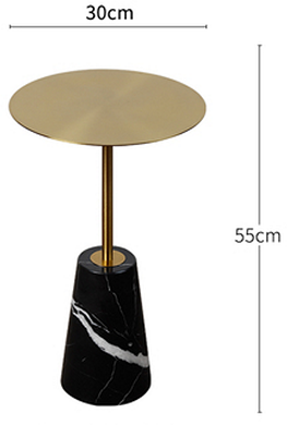 Кофейный столик на ножке из белого или черного мрамора в виде конуса (черный + золото 30*55 см)
