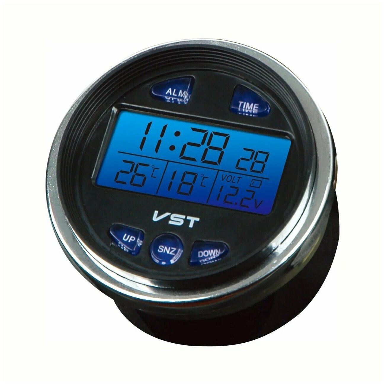 Автомобильные часы с подсветкой, вольтметром и термометром VST 7042V
