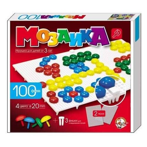 Мозаика d20 4 цвета 100шт 2 поля 00979ДК