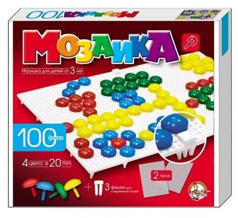 Мозаика d20 4 цвета 100шт 2 поля 00979ДК