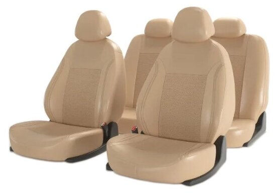 Универсальные чехлы на автомобильные сиденья CarFashion ATOM LEATHER бежевый/бежевый/бежевый