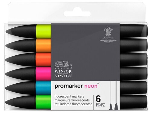 Winsor & Newton набор маркеров Promarker Neon, (290136), черный, 6 шт.