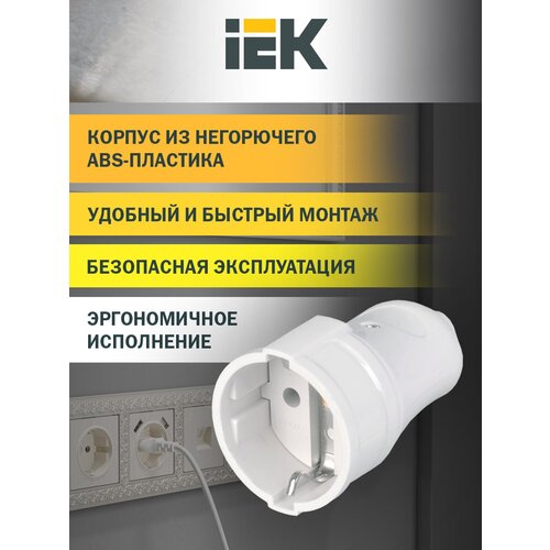 Розетка IEK ERP10-16-01-K01, 16 А, с заземлением