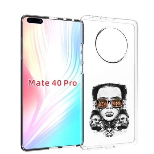 Чехол MyPads девушка с черепами в очках женский для Huawei Mate 40 Pro (NOH-NX9) задняя-панель-накладка-бампер