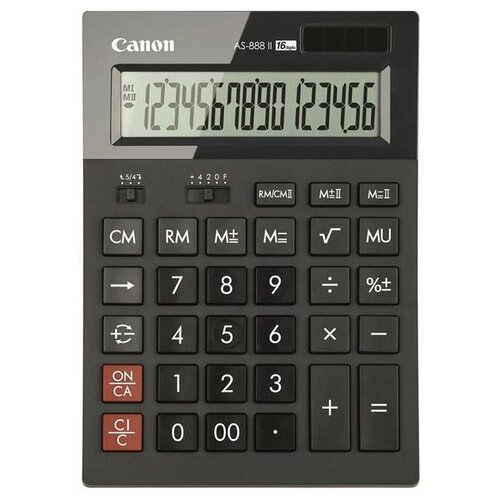 Калькулятор настольный Canon AS-888 II 16-разрядный черный 198x140x36 мм