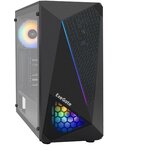 Корпус системного блока EXEGATE Miditower EVO-8225 (ATX, без БП, 2*USB+1*USB3.0, черный, 2 вент. с RGB подсветкой и полоса на передней панел - изображение