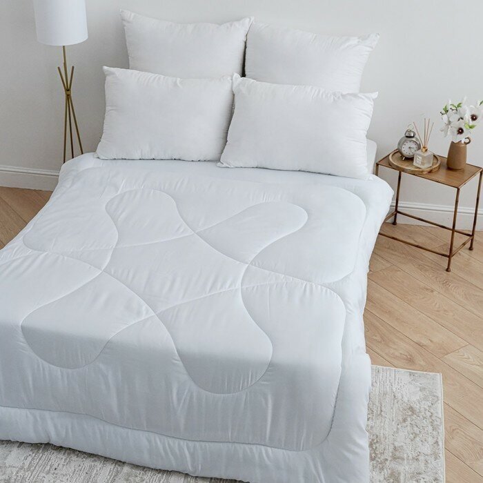 Одеяло одноигол 140х205см файбер 400г/м микрофибра белая 80г/м 100% полиэстер