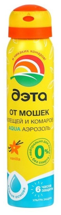 Аэрозоль Дэта Аква от комаров, мошек и клещей на водной основе 100 мл Химик ОАО - фото №3