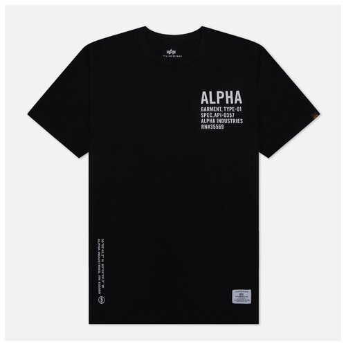 Футболка ALPHA INDUSTRIES, хлопок, размер S, черный