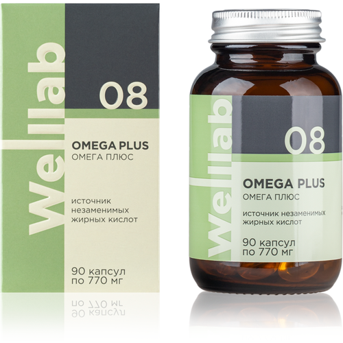 БАД с омега-3 жирными кислотами Welllab OMEGA PLUS, 90 капсул по 770 мг