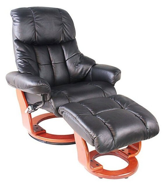 Кресло-реклайнер Relax Lux 7438W, 91 см, обивка: натуральная кожа, цвет: черный/орех