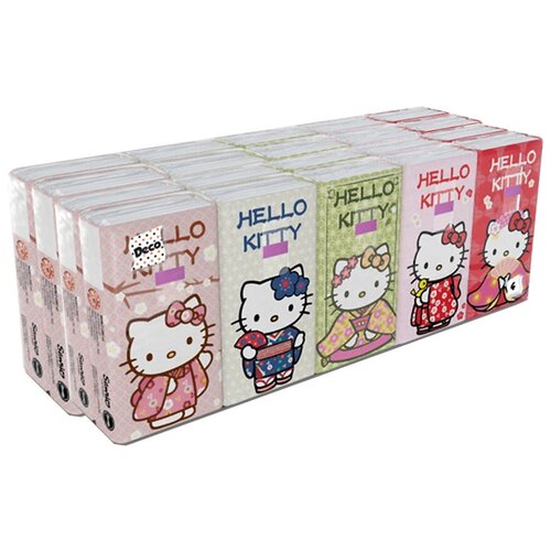 Бумажные платочки Hello Kitty с рисунком, 4 слоя, 20 пачек х 9 листов, 21х21 см бумажные платочки world cart hello kitty 4 слоя 10 пачек 9 листов 21х21 см 238 г