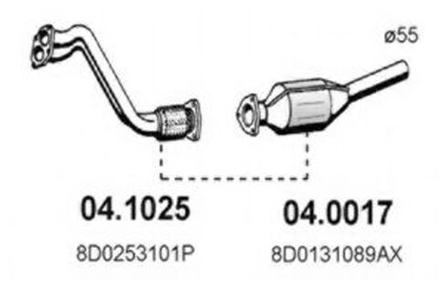 Труба выхлопного газа Asso 041025 для Audi A4 A6; VW Passat