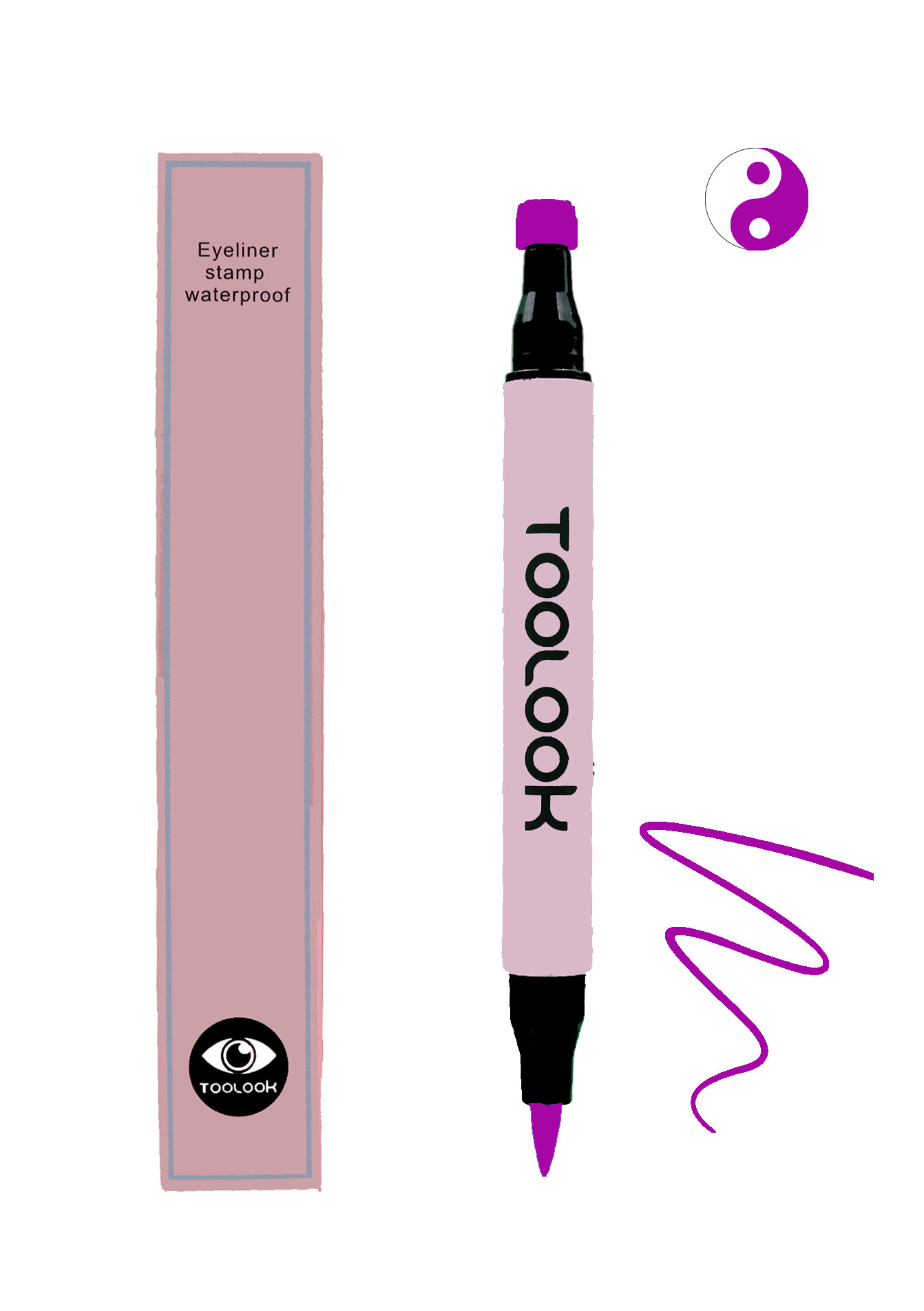 TooLook Цветная подводка фломастер для глаз со штампом Инь-Янь №2 фиолетовая