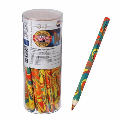 Карандаш с многоцветным грифелем 5.6 мм, 3405 Magic, утолщённый, L=175 мм карандаш специальный koh i noor magic fire шестигранный с заточкой многоцветный грифель