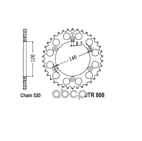 Звезда Мотоциклетная Jt Jtr808.44 JT Sprockets арт. JTR80844