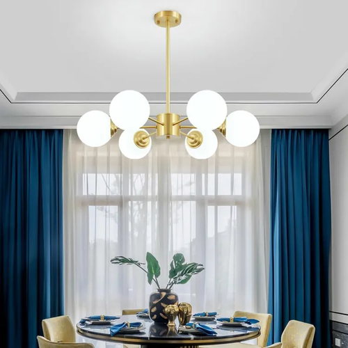 Потолочный светильник，Osairous，659295, Золотой, стеклянный абажур, 6 головок, светильник E27, 60 Вт