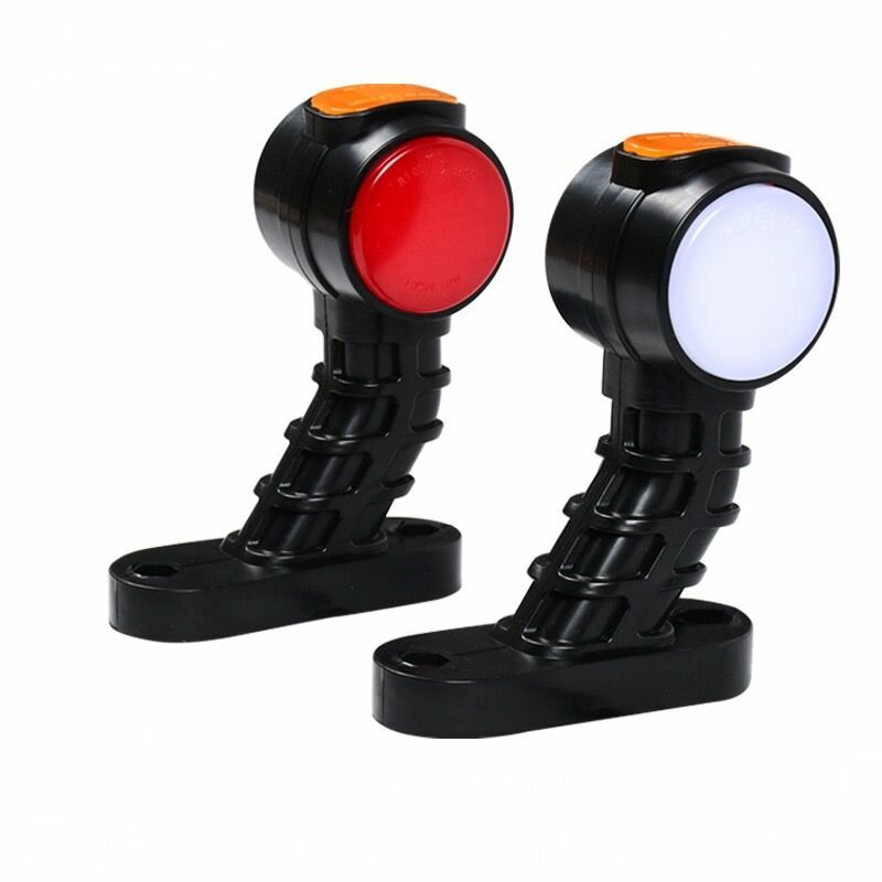 фото Диодные неоновые LED габаритные фонари - рожки, Неон круглые, 3х сторонние, с круглыми габаритами, L-13см, 12-24V, комплект 2шт