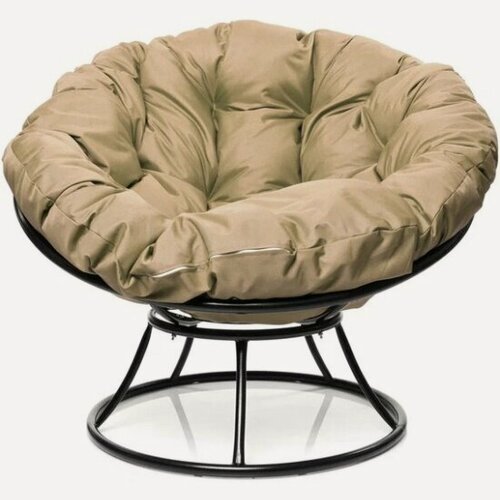 Изображение товара Садовое кресло M-group Папасан без ротанга черное + бежевая подушка