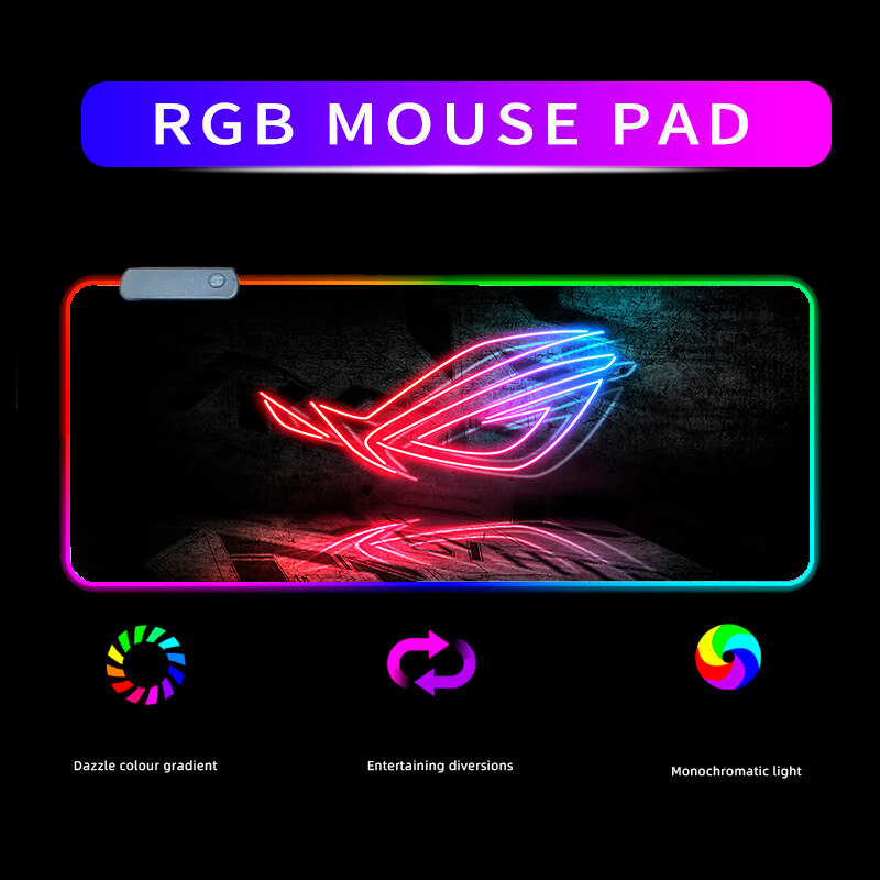 Игровой коврик для мыши и клавиатуры с RGB подцветкой 80х30 см ROG черный