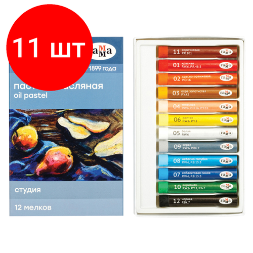 Комплект 11 шт, Пастель масляная Гамма Студия, 12 цветов, картон. упаковка