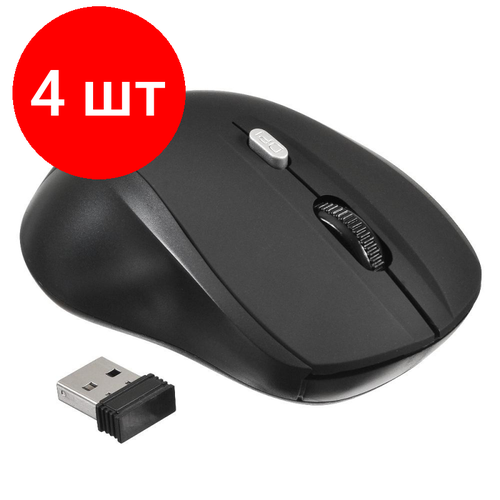 Комплект 4 штук, Мышь компьютерная Oklick 415MW чер оптич(1600dpi)беспроводная USB(3but) беспроводная мышь oklick 415mw black