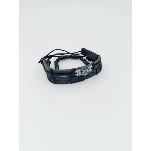 Славянский оберег плетеный браслет PatyaPatya Handmade металл экокожа кожа 1 шт размер 20 см размер one size черный 310₽