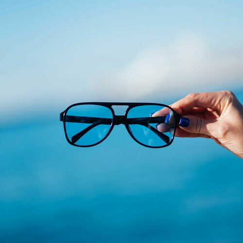 Солнцезащитные очки , голубой, черный