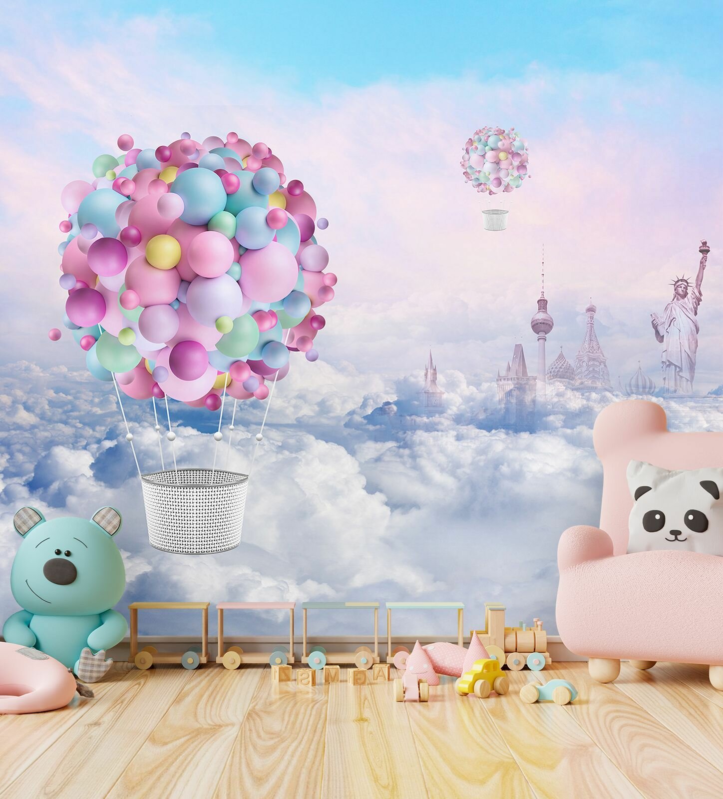 Фотообои на стену флизелиновые 3d детские Воздушные шары 300x270 Luxury Walls AM13503