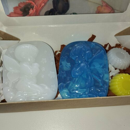 Мыло ручной работы серия ангелочки мыло сувенирное пасхальные ангелочки набор 2 штуки в крафт коробке