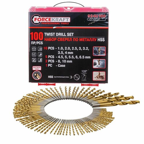 Сверла по металлу набор 100пр FORCEKRAFT FK-924U100 1639₽