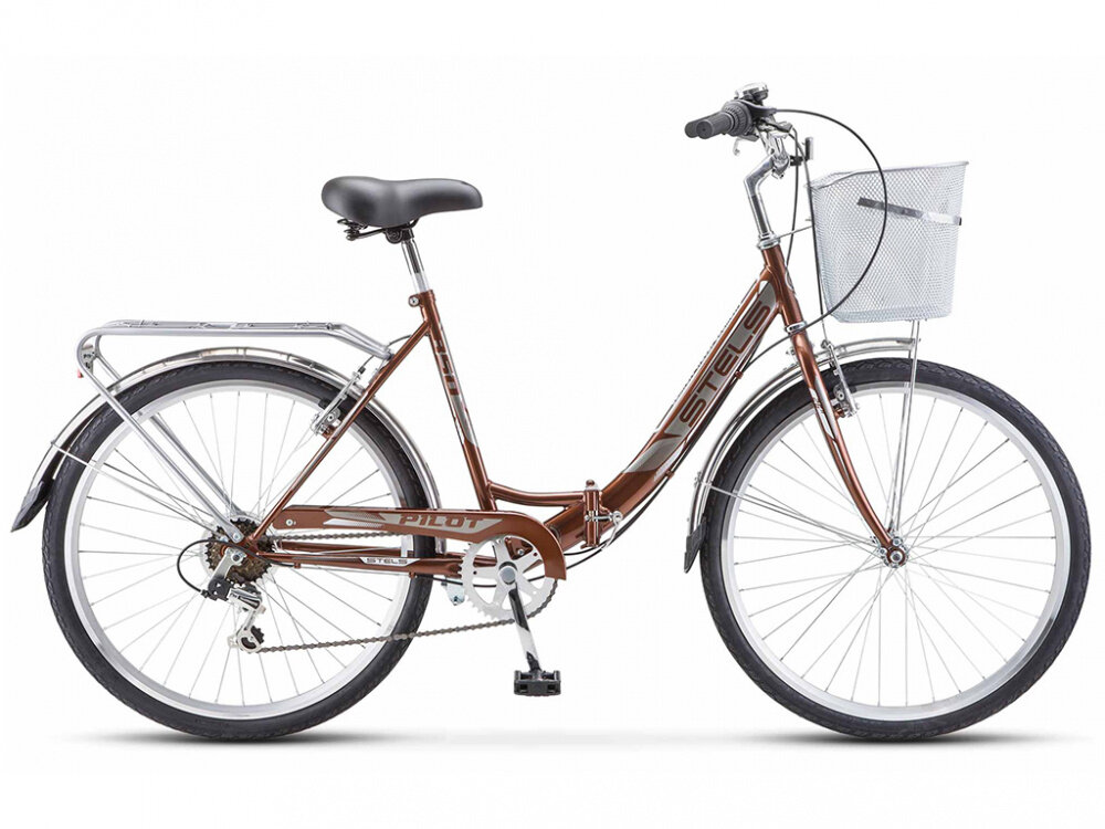 фото STELS Велосипед Стелс Pilot 850 26"+ Корзина (рама 19", бронзовый)