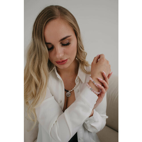 Браслет, кварц, кварц розовый, 1 шт., размер 19 см, размер L, розовый