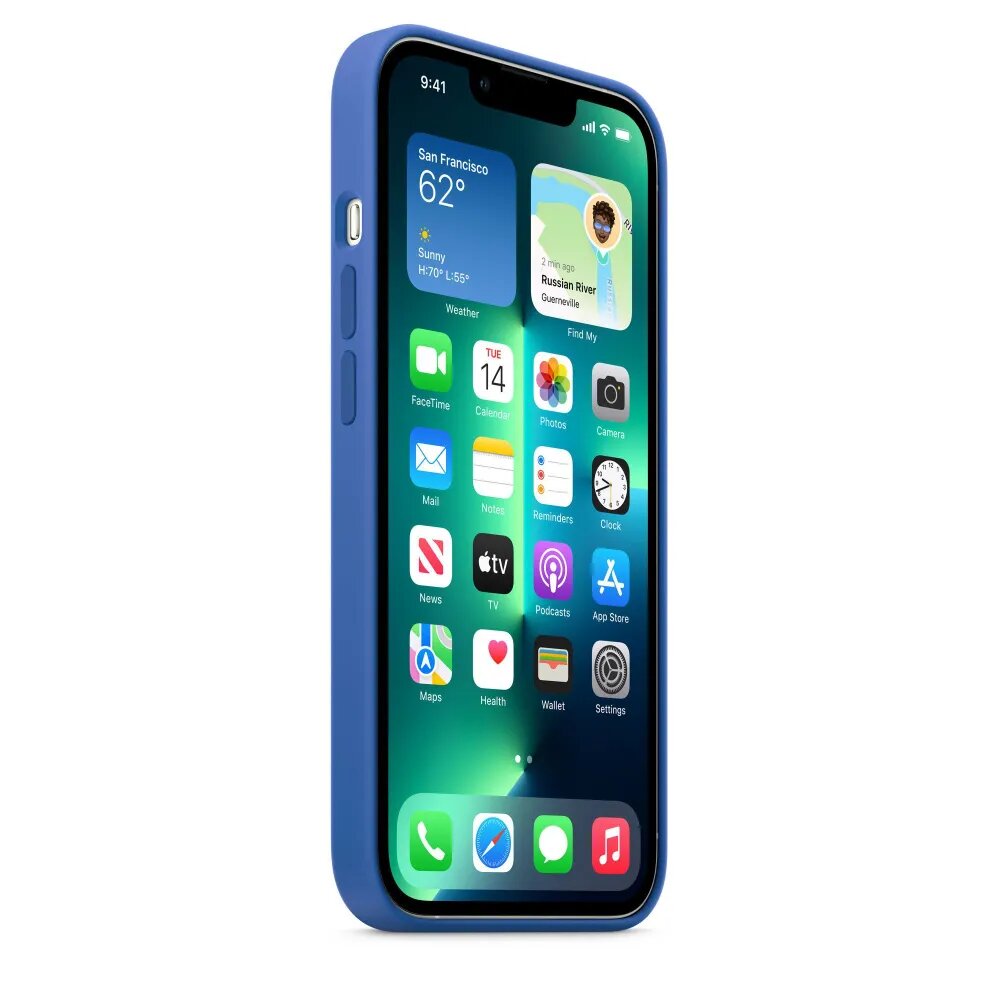 Чехол силиконовый MagSafe для iPhone 13 Pro Max Blue Jay с анимацией NFC, Silicone case MagSafe для айфон 13 Про Макс - Синий — фото 1
